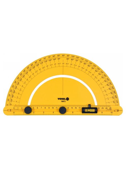 VOREL Szögmérő vízmértékkel 250 mm ABS