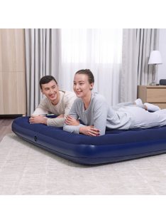   Felfújható matrac - kétszemélyes, velúr - kék - 203 x 152 x 22 cm