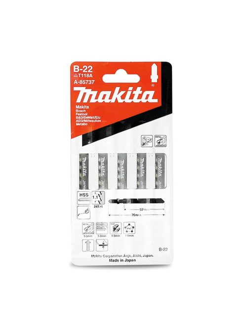 Makita 5db HSS B-22 szúrófűrészlap FÉM, általános, TPI:24, L:75mm (A-85737)