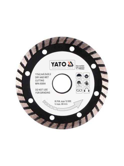 YATO Gyémánt vágótárcsa 115 mm turbo YATO YT-6022